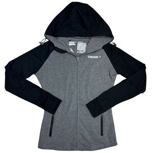 Gymshark Fit Full Zip Hoodie – Grey/Black, Size S